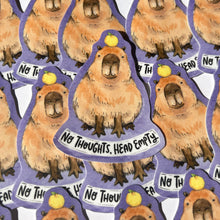 Load image into Gallery viewer, No Thoughts Head Empty Capybara Vinyl Die Cut Weatherproof Sticker