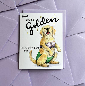 Mom You're Golden Happy Mother's Day Golden Retriever Card
