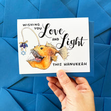 Load image into Gallery viewer, Anglerfish Love And Light Happy Hanukkah Card