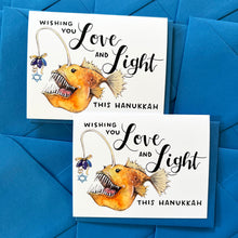 Load image into Gallery viewer, Anglerfish Love And Light Happy Hanukkah Card