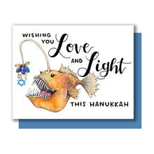 Load image into Gallery viewer, Anglerfish Love And Light Happy Hanukkah Card