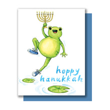 Load image into Gallery viewer, Hoppy Hanukkah Cute Frog Card