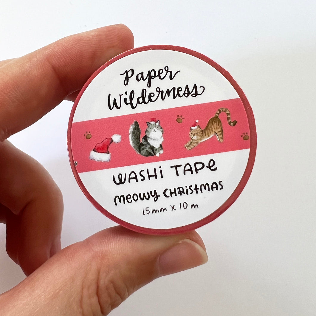 Meowy Christmas Holiday Cats 15mm Washi Tape