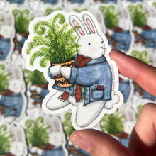 Load image into Gallery viewer, Plant Lover Bunny Vinyl Die Cut Weatherproof Sticker