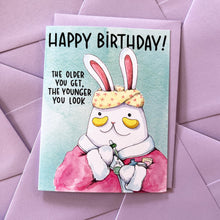 Load image into Gallery viewer, Skincare Routine Bunny Happy Birthday Card