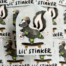 Load image into Gallery viewer, Lil' Stinker Skateboarding Skunk Vinyl Die Cut Weatherproof Sticker