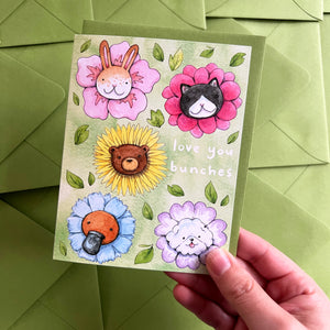 Love You Bunches Cute Flowers Love Friendship Card