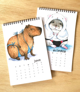 2022 Swimsuit Animals Watercolor Wall Calendar