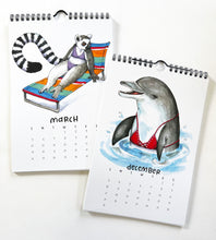 Load image into Gallery viewer, 2023 Swimsuit Animals Watercolor Wall Calendar
