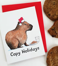 Load image into Gallery viewer, Capy Holidays Capybara Happy Holiday Christmas Card