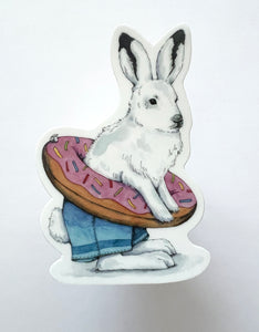 Arctic Hare in Swimsuit Vinyl Die Cut Weatherproof Sticker