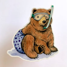 Load image into Gallery viewer, Snorkeling Bear Vinyl Die Cut Weatherproof Sticker