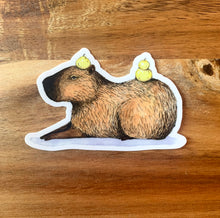 Load image into Gallery viewer, Capybara Laying Down Vinyl Die Cut Weatherproof Sticker