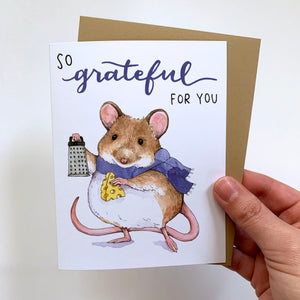 So Grateful For You Cute Mouse Punny Thank You Card