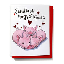 Load image into Gallery viewer, Sending Hogs and Kisses Cute Pigs Red Foil Love Card