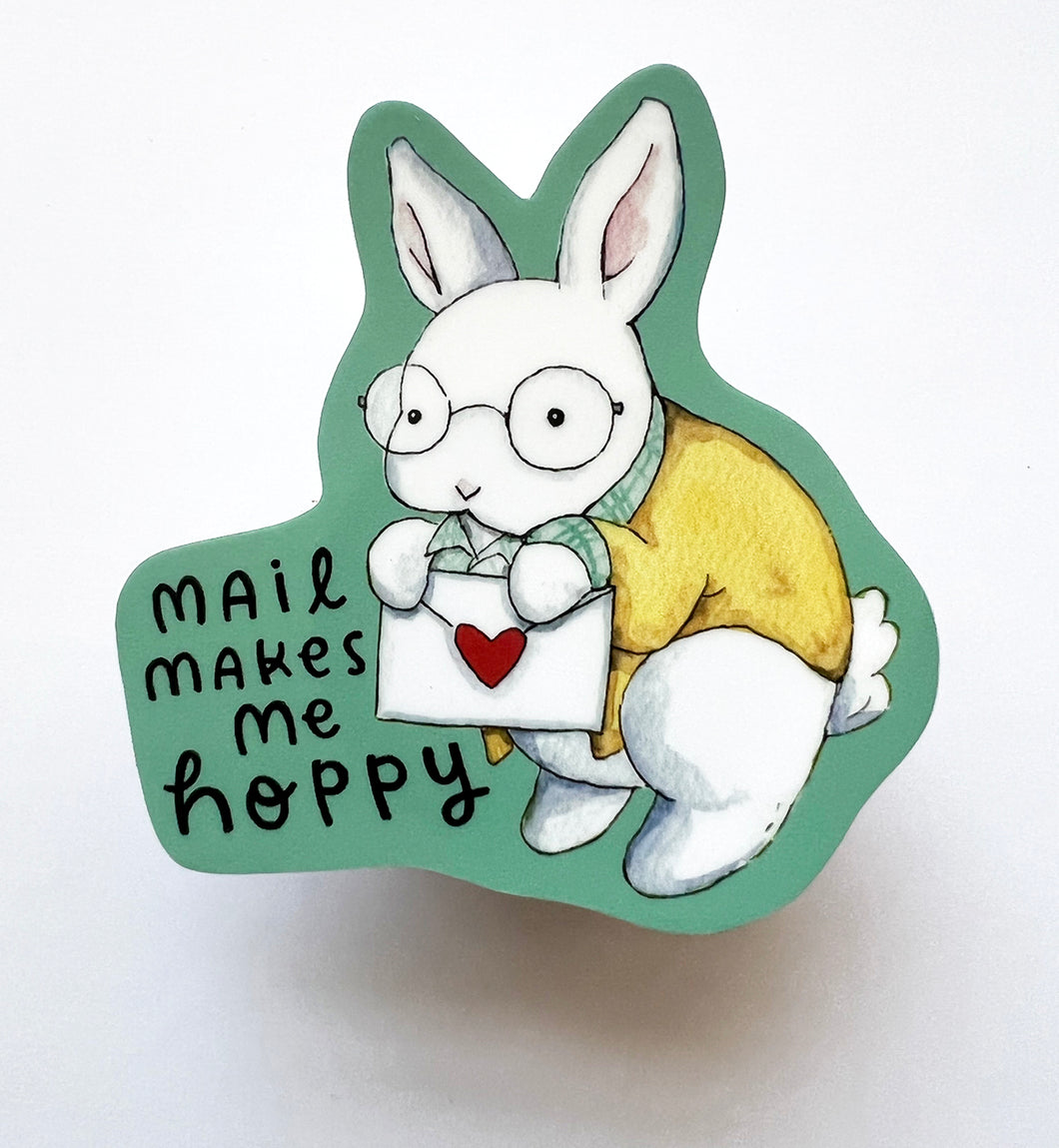 Hoppy Mail Bunny Vinyl Die Cut Weatherproof Sticker