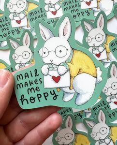 Hoppy Mail Bunny Vinyl Die Cut Weatherproof Sticker