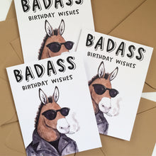 Load image into Gallery viewer, Badass Birthday Wishes Donkey Happy Birthday Card
