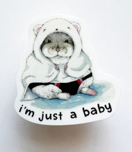Load image into Gallery viewer, I'm Just A Baby Hamster Vinyl Die Cut Weatherproof Sticker