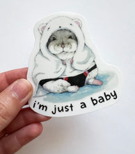 Load image into Gallery viewer, I'm Just A Baby Hamster Vinyl Die Cut Weatherproof Sticker