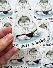 Load image into Gallery viewer, I'm Just A Baby Hamster Vinyl Die Cut Weatherproof Sticker