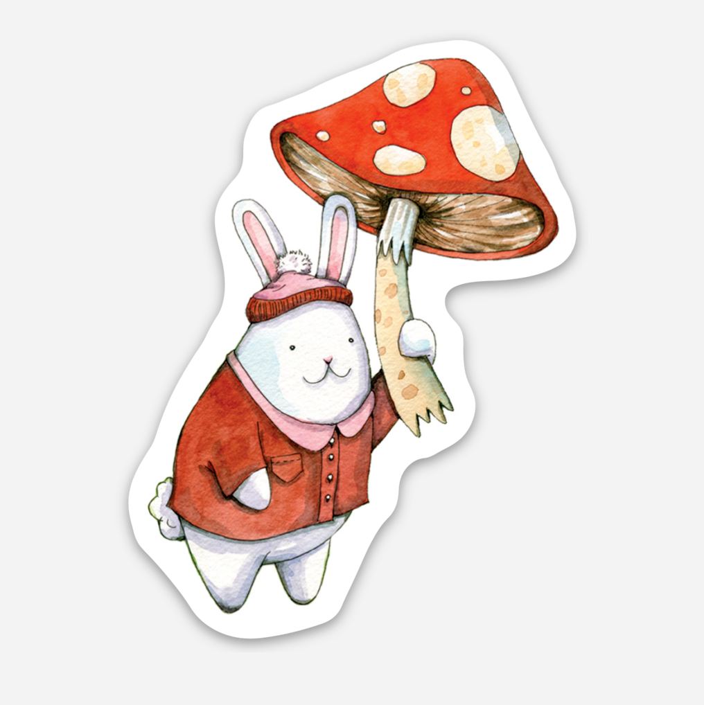 Mushroom Bunny Vinyl Die Cut Weatherproof Sticker