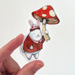 Mushroom Bunny Vinyl Die Cut Weatherproof Sticker