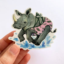 Load image into Gallery viewer, Rhino in Swimsuit Vinyl Die Cut Weatherproof Sticker