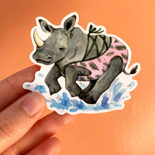Load image into Gallery viewer, Rhino in Swimsuit Vinyl Die Cut Weatherproof Sticker