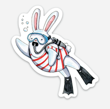 Load image into Gallery viewer, Bunny Scuba Diver Vinyl Die Cut Weatherproof Sticker