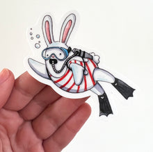 Load image into Gallery viewer, Bunny Scuba Diver Vinyl Die Cut Weatherproof Sticker