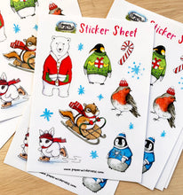 Load image into Gallery viewer, Winter Animals Sticker Sheet
