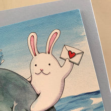 Load image into Gallery viewer, Blank Note Bunny Dolphin Just Because Card