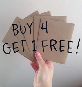 Buy 4 Get 1 Free Greeting Card Deal