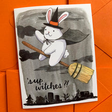 Load image into Gallery viewer, Sup Witches Halloween Bunny Card
