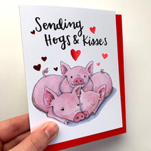 Load image into Gallery viewer, Sending Hogs and Kisses Cute Pigs Red Foil Love Card