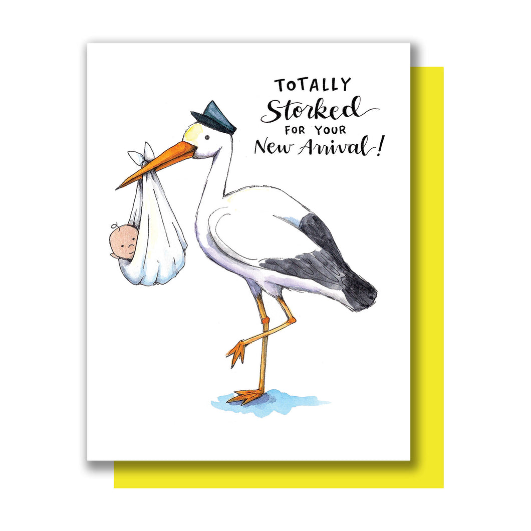 Totally Storked On Your New Arrival New Baby Stork Card
