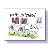 Load image into Gallery viewer, You Got Hitched! Horses and Carriage Marriage Wedding Card