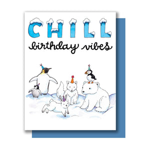 Chill Birthday Vibes Arctic Animals Happy Birthday Card