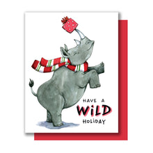 Load image into Gallery viewer, Have A Wild Holiday Rhino Happy Holidays Christmas Card