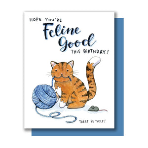 Feline Good Treat Yourself Cat Happy Birthday Card