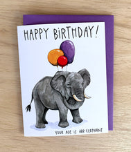 Load image into Gallery viewer, Your Age Is Irrelevant Elephant Happy Birthday Card
