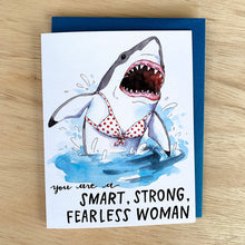 Load image into Gallery viewer, Smart Strong Fearless Woman Bikini Shark Friendship Love Card