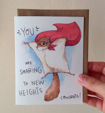Load image into Gallery viewer, You Are Soaring To New Heights Congrats Flying Squirrel Card