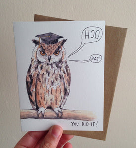 Graduation Owl Hooray You Did It Grad Card