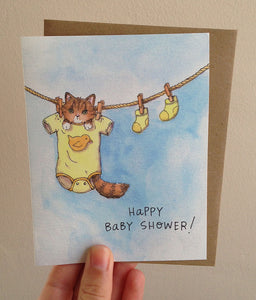 Happy Baby Shower Kitten New Baby Card