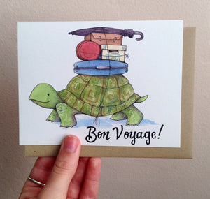 Bon Voyage Moving Turtle With Luggage Card