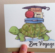 Load image into Gallery viewer, Bon Voyage Moving Turtle With Luggage Card