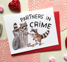 Load image into Gallery viewer, Partners In Crime Raccoons In Trash Love Card
