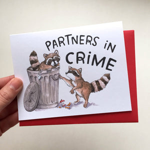 Partners In Crime Raccoons In Trash Love Card